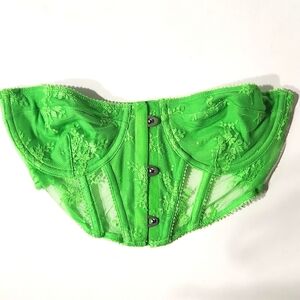 NWOT Urban Outfitters Out From Under Firecracker Lace Neon Green Corset Size Med